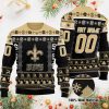 NFL New Orleans Saints Custom Name Number Black Golden Sweater