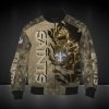 NFL New Orleans Saints Golden Camo Scratch Player Bomber Jacket