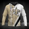 NFL New Orleans Saints Golden White Scratch Logo In Heart Zip Up Hoodie