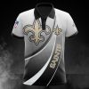 NFL New Orleans Saints Grey White Curve Graphic Polo Shirt