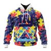 NFL New York Giants Custom Name Number Puzzle Autism Awareness Pullover Hoodie