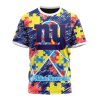 NFL New York Giants Custom Name Number Puzzle Autism Awareness T-Shirt