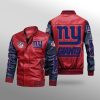 NFL New York Giants Red Black Leather Bomber Jacket