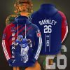 NFL New York Giants Saquon Barkley Dark Blue Red Stripes Pullover Hoodie
