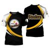 NFL Pittsburgh Steelers Curve Style Black White Golden T-Shirt