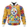 NFL Pittsburgh Steelers Custom Name Number Puzzle Autism Awareness Pullover Hoodie