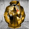 NFL Pittsburgh Steelers Death Skull Rugby Ball Zip Up Hoodie