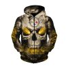 NFL Pittsburgh Steelers Eye Rugby Ball Skull Zip Up Hoodie