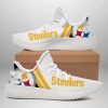 NFL Pittsburgh Steelers White Golden Stripes Yeezy Boost Sneakers