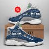 NFL Seattle Seahawks Custom Name Navy Grey Air Jordan 13 Shoes