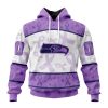 NFL Seattle Seahawks Custom Name Number Fight Cancer Pullover Hoodie