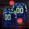 NFL Seattle Seahawks Custom Name Number Navy Green Sweatshirt