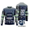 NFL Seattle Seahawks Custom Name Number Ugly Christmas Sweater