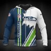 NFL Seattle Seahawks Navy White Zip Up Hoodie