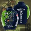 NFL Seattle Seahawks Tyler Lockett Navy Green Stripes Pullover Hoodie