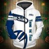 NFL Seattle Seahawks White Navy Zip Up Hoodie V2