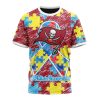 NFL Tampa Bay Buccaneers Custom Name Number Puzzle Autism Awareness T-Shirt