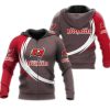 NFL Tampa Bay Buccaneers Grey Red Zip Up Hoodie V3