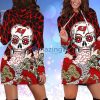 NFL Tampa Bay Buccaneers Skull Flower Red Women Hoodie Dress