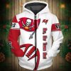 NFL Tampa Bay Buccaneers White Red Zip Up Hoodie V3