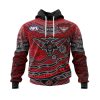 AFL Essendon Bombers Custom Name Number Indigenous Mascot Pullover Hoodie