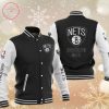 NBA Brooklyn Nets Black White Baseball Jacket