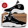 NBA Brooklyn Nets Custom Name Black White Air Jordan 13 Shoes