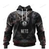 NBA Brooklyn Nets Custom Name Number Warrior Armor Jersey Pullover Hoodie