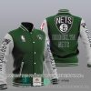 NBA Brooklyn Nets Green Gray Baseball Jacket