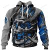 NBA Dallas Mavericks Custom Name Number Blue Gray Skull Smoke Zip Up Hoodie