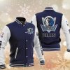 NBA Dallas Mavericks Navy Blule White Baseball Jacket