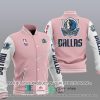 NBA Dallas Mavericks Pink White Baseball Jacket