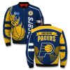 NBA Indiana Pacers Blue Gold Flying Ball Bomber Jacket