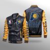 NBA Indiana Pacers Navy Gold Leather Bomber Jacket