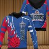 NBA Los Angeles Clippers Blue Red Fire Flying Basket Ball Pullover Hoodie