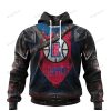 NBA Los Angeles Clippers Custom Name Number Warrior Armor Pullover Hoodie
