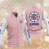 NBA Los Angeles Clippers Pink Silver Baseball Jacket
