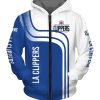 NBA Los Angeles Clippers White Blue Curves Zip Up Hoodie