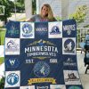NBA Minnesota Timberwolves Blue White EST 1989 Quilt Blanket