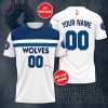 NBA Minnesota Timberwolves Custom Name Number White Jersey T-Shirt