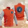 NBA Minnesota Timberwolves Orange Gray Baseball Jacket