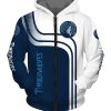 NBA Minnesota Timberwolves White Blue Curves Zip Up Hoodie