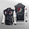 NBA Portland Trail Blazers Black Leather Bomber Jacket