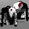NBA Portland Trail Blazers Black White Brush Bomber Jacket