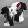 NBA Portland Trail Blazers Black White Brush T-Shirt
