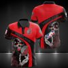 NBA Portland Trail Blazers Red Black Fire Skull Polo Shirt