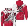 NBA Portland Trail Blazers Red White Half Pullover Hoodie