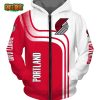NBA Portland Trail Blazers White Red Curvers Zip Up Hoodie V2