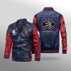 NBA Toronto Raptors Navy Red Leather Bomber Jacket