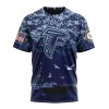 NFL Atlanta Falcons Custom Name Number Honor US Navy Veterans T-Shirt